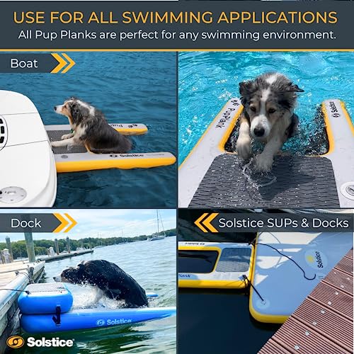 SOLSTICE Original Inflatable Pup Plank Dog Float Floating Ramp Ladder for Pools Boats Docks | Dog On Water Ladder Steps | for Swimming Pets Up to 200 Pounds | Claw Friendly Safe & Easy for Large Dogs