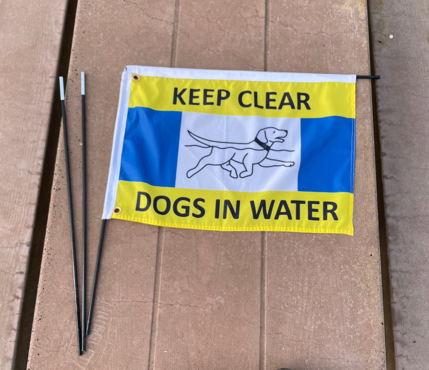 Keep Clear Dogs in Water - Maritime Cautionary Flag